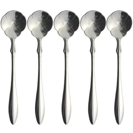 Nagao Tsubame Sanjo Flower Cutlery, Coffee Spoon, Pansies, Set of 5, 4.8 inches (12.3 cm), Gift Packaging, Made in Japan