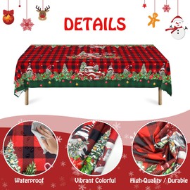 Sundonix Thanksgiving Fall Table Cloth Decoration - Autumn Pumpkin Plaid Turkey Tablecloth Cover Party Decor for Rectangle Tables Waterproof 60x120Inch (Christmas-2, 60×84",Rectangle)