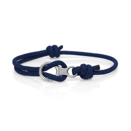 Figure 8 Climbing Bracelet - Made from Stainless Steel and Durable Rope - Handmade in the UK - Adjustable Rope Bracelet for Men - Waterproof Climber Bracelet - (Navy & Silver)