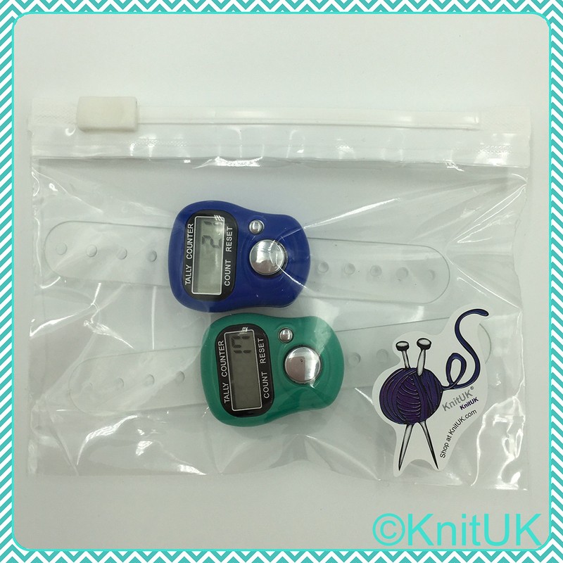 KnitUK Tally Counter - LCD (Finger-Held). Pack of 2. Blue