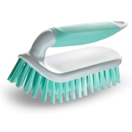 NCaan 2pk Deluxe Hand Scrubbing Brush Heavy Duty with Stiff Bristles & Non-Slip Soft Grip Handle-Household Cleaning Brush-Indoor & Outdoor, Bathroom, Kitchen, Carpet, Floor, Bath, Car (Mint Green, 2)