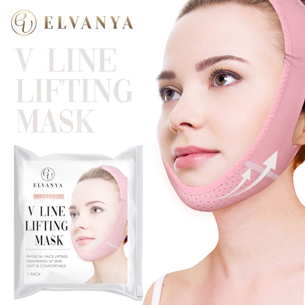 Reusable V line Lifting mask - Double Chin Reducer Strap - V Shaped Slimming Face Mask - Face Lifting Bandage - Tightening Up Skin And Help Reduce the Wrinkles (Pink)