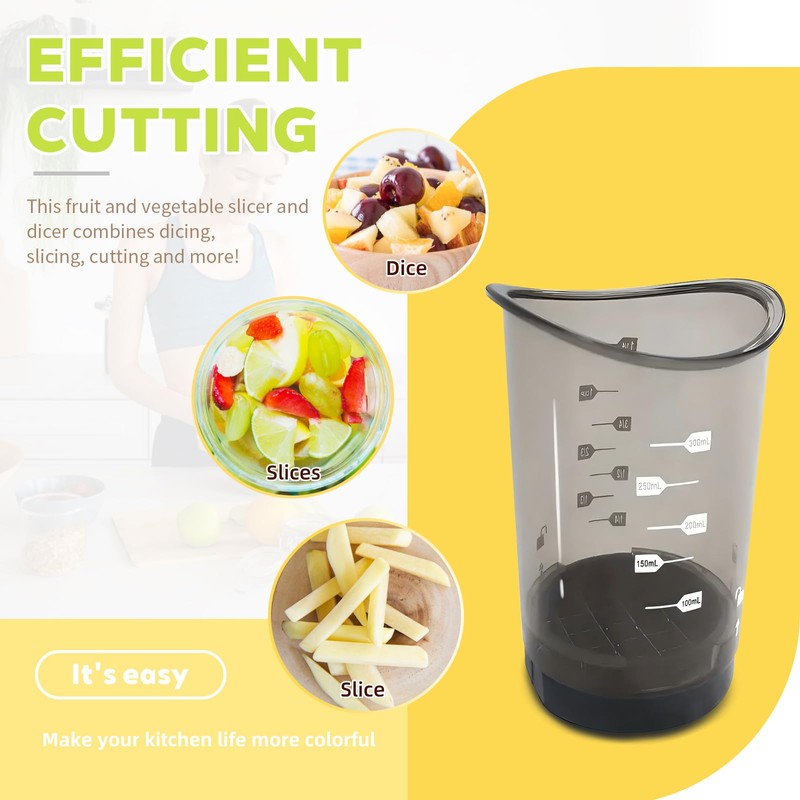 xiruiubao Stainless Steel Chip Cutter, Fruit Cutter with Container, Potato