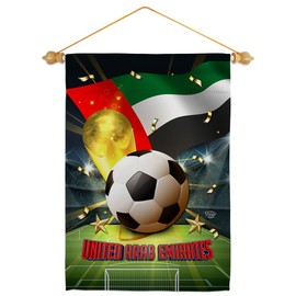 World Cup United Arab Emirates Garden Flag - Set Wood Dowel Sports Soccer Game Goal Ball Football Entertainment Activity Physical - House Banner Small Yard Gift Double-Sided Made In USA 13 X 18.5