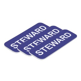 Steward 1 x 3" Name Tag, Blue (3 Pack)
