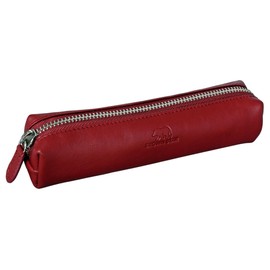 BROWN BEAR BB 1403 Writing Instrument Case Leather with Zip, 014 Red, Real leather pencil case