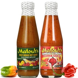 Matouk's West Indian Hot and Trinidad Scorpion Pepper Sauce 10oz (Pack of 2)