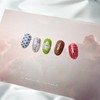 Cat, flower and checkered nail - round / 고양이와 꽃과