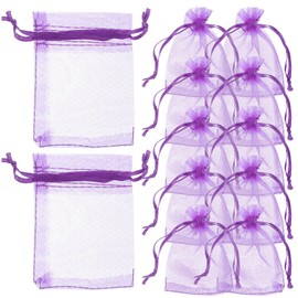 BESTonZON Pack of 100 Lavender Bags, Organza Bags, Empty Scented Bags, Organza Bags, Scented Bags, Drawstring Bags for Filling for Lavender Spices, Herbs, Dark Purple, 9 x 7 x 0.1 cm
