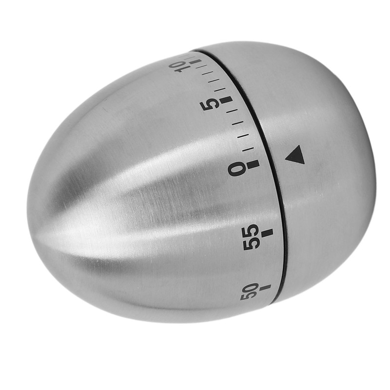 Mechanical Timer Egg Shaped Clear Scale Stainless Steel Timing Reminder