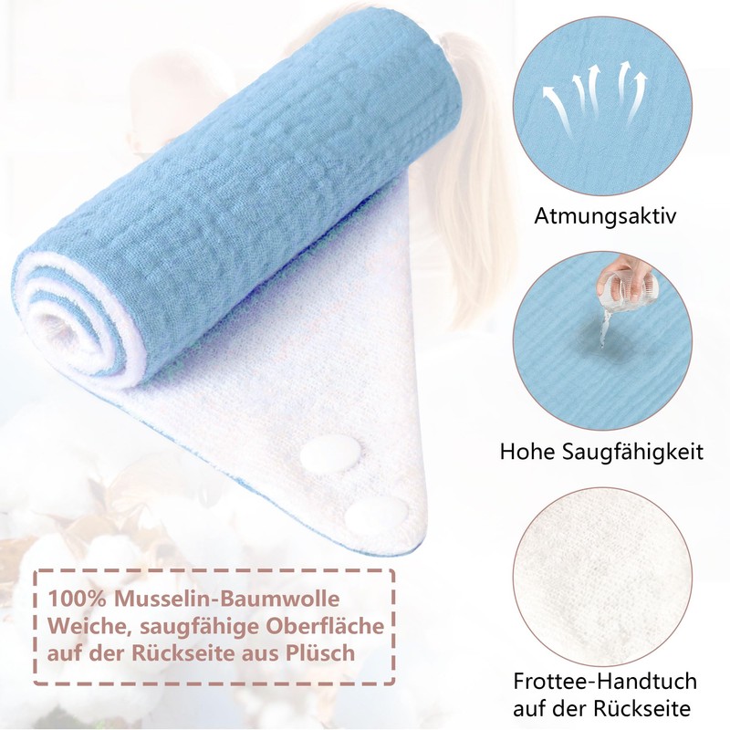 JOYIT Muslin Bib, Soft Blue