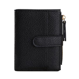 XFSRG Women's Leather Purse Small Soft Comfortable Cute Coin Compartment Purse with Zip Wallet Many Compartments, black