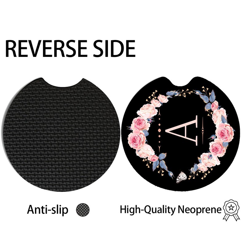 2pcs Letter A Car Coasters,Absorbent Universal neoprener Cup Holder Coasters