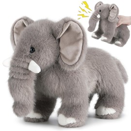 SnugBibble Elephant Plush Stuffed Animal with Multiple Realistic Sounds – Soft Cuddly Toy for Kids & Adults – Fun Gift for Baby Shower, Birthday, Christmas