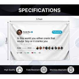 3x5 Feet In This World You Either Crank That Soulja Boy Polyester Flag with 4 Brass Grommets - Funny Poster Wall for College Dorm Room Decor - Cool Motivational Inspirational Poster for Men and Woomen