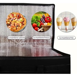 Bolsa Térmica 2 PCS - Aislante Reutilizable, Plegable para Comida a Domicilio, Supermercado, Picnic y Camping, Capacidad Grande, Cierre Hermético Doble Cremallera, Resistente y Lavable, Negro