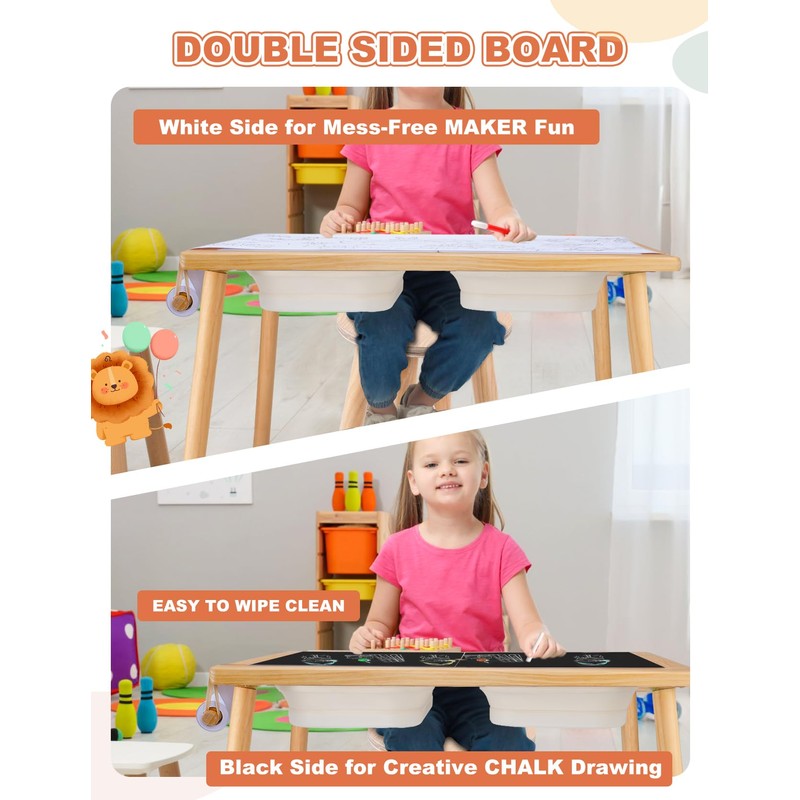 ZYLOHA Toddler Sensory Table and Chair Set, Kids Sensory Bin