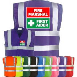 Corporate Togs FIRE MARSHAL FIRST AIDER Visibility Safety Vest Waistcoat, High Visibility, Hook & Latch Fastening Waistcoat Tabard | Safety Apparel & Protective Safety Wear