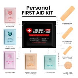 Portable Travel Size First Aid Kit - Perfect for Home, Office, Car, School, Business, Travel, Hiking, College, and Outdoors | Individually Wrapped Medical Kit Products (Black)