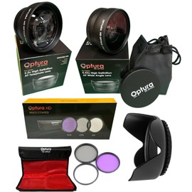 OPTURA Kit 58MM Wide Angle Lens (w/Macro Portion) + 2X Tele Zoom Lens +UV/FLD/CPL Kit + Lens Hood for Canon EOS 70D 77D 80D 90D Rebel T8i T7 T7i T6i T6s T6 SL2