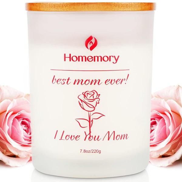 Mom Candle Rose Scented Candles for Women, Best Mom Ever Gifts, Natural Non-Toxic Soy Candles with Essential Oils, Aromatherapy Candle, Gifts for Mom, Jar Candle (Rose, Jasmine, Lavender & Lilac