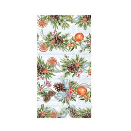 IHR Ideal Home Range Dinner Napkins Disposable 3-Ply Paper Hand Towels, 8.5" x 4.5", Pinecones & Ribbons, 16-Count