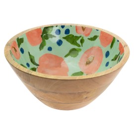 Boston International Mango Wood Bowl Serving Dish for Salad Fruit Chips & Rolls, 10" Diameter x 4.5" Tall, Peaches