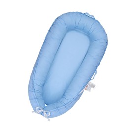 QUDWFOHY Baby Lounger for Newborn, 100% Cotton Soft Breathable Lounger for Baby 0-24 Months, Portable Baby Nest Cover for Baby Girls & Boys, Co Sleeper for Baby in Bed, Babies Essentials Gifts(Blue)