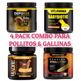 VITOFARMA 4️⃣PACK COMBO VITAMINAS PARA GALLOS GALLINAS POLLITOS - VITAMINS FOR ROOSTERS