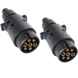 DARKGUARD 7pin Trailer Plug 12v,2Pieces 7 Pin Trailer Plug Waterproof ISO1724, 7 pin Trailer Adapter,7 pin Trailer Connector,7pin Towing Plug, Caravan Male Plug for Van Camion RV Towbar(DG7PR-2)