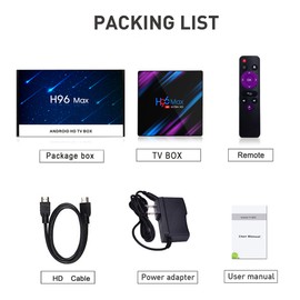 H96 Max Smart Android 10.0 TV Box RK3318 Quad Core 64 Bit UHD 4K VP9 H.265 4GB / 64GB 2.4G / 5G WiFi BT4.0 HD Media Player Display Screen Remote Control