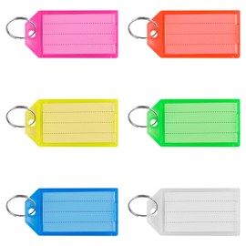 Luckious 20 PCS Tag Key Fob, Key Label Tags Name Tags Plastic Fob Key Tag with Open Loop for Luggage Pet ID Name Office Key Tag (Random Color)