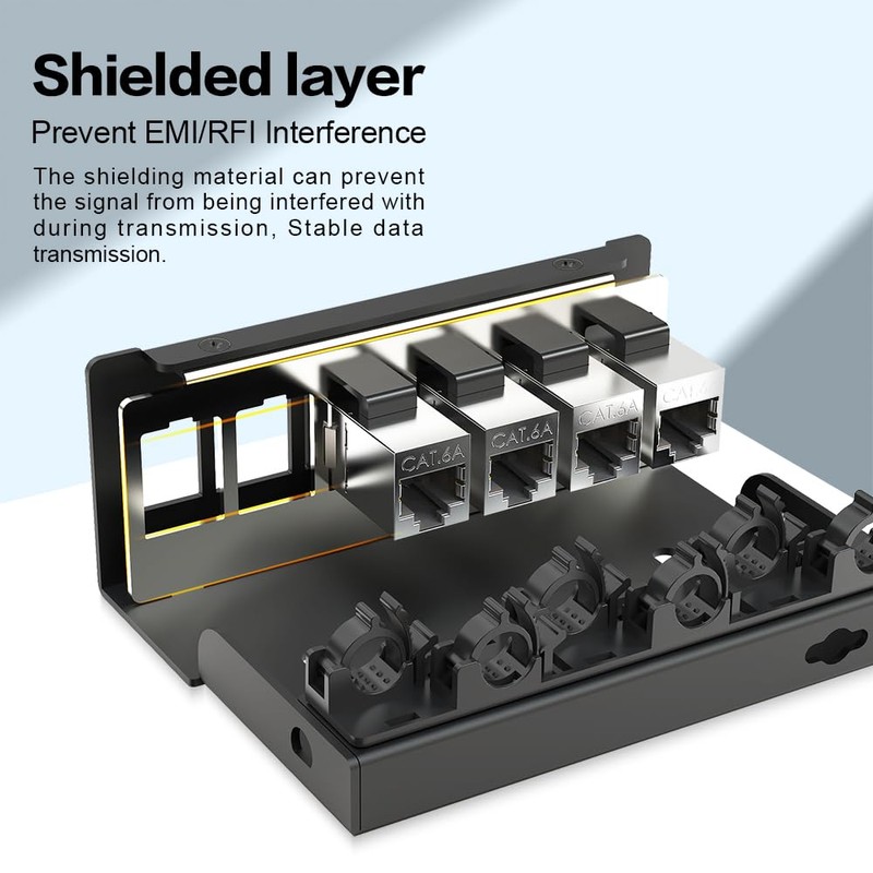 Enmane Patch Panel 6 Port CAT6A Keystone Patch Panel Shielded