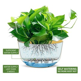 Dexceder 11.2 Inch Self Watering Hanging Planters Indoor Outdoor, Thickened Hanging Basket Flower Plant Pot (2 Pack, Yellow)