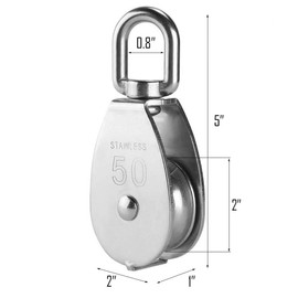 Preamer Heavy Duty Hanging Wire Pulley Roller Single Rope Pulley Block Wheel for Lifting Home Gym Equipment, Loading 400kg/900lbs