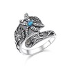 SHAOAN 925 Sterling Silver Dragonfly Turquoise Spoon Thumb Ring