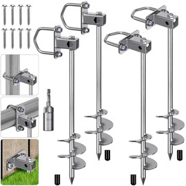 Insaga Multi-Purpose Ground Anchors Screw in, Fully Welded Shed Anchor Kit, 24'' Earth Anchor, Mobile Home Anchors for Trampoline, Swing Set, Carport and More, Set of 4