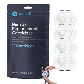 Snugell AirMini HumidX – 12-Pack Replacement Cartridges – Designed for ResMed AirMini CPAP Machines – Compatible with AirFit & AirTouch F20 Full-Face Masks – Enhances Humidity for Improved Comfort