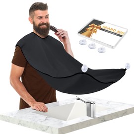 GOOTON Valentines Day Gifts for Him Boyfriend Husband, Beard Bib Apron Cape Trimmer Hair Catcher for Sink Shaving, Waterproof Non-Stick, One Size Fits All, Grooming Accessories(Black)