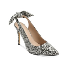 BCBGeneration Womens Black Zebra Slingback Knotted Bow Cushioned Henaya Pointy Toe Stiletto Pumps 11 M
