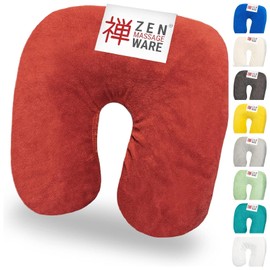 Zen Massage Table Headboard Cover for Head Cushions of Cosmetic & Therapy Beds, Washable at 60° & Fluffy Terry Towelling Tension Headrest Covers for Neck Pillow Made of Cotton, (Red)