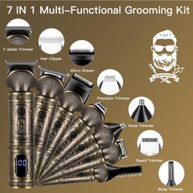 Surker Cortapelos Para Hombres, Cortapelos Profesional Con Cuchilla En T Y Sin Ranuras, Cortapelos De Nariz, Barba Y Cuerpo, Kit De Cuidado Multiusos 7 En 1 Para Hombres