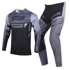 Willbros Motocross Jersey and Pants Combo MX Dirt Bike Gear Set Racewear Offroad Adult Black Grey (Jersey XXXL Pants 40)