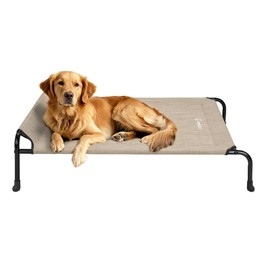 Veehoo Original Elevated Dog Bed - Outdoor Raised Dog Cot Bed for Large Dogs, One-Sided Raised Headboard Cooling Pet Bed, Dog Sleeping Training Cot, Non-Slip & Breathable, XL, CWC2417A