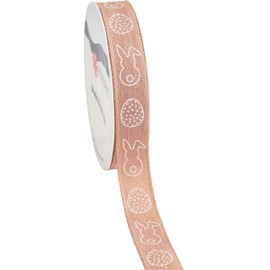 PRÄSENT Leinenband Ostern Schleifenband 1.5 cm Webkante 2.0 m Polyester PES Dekoband Feiertag Osterzeit Natur