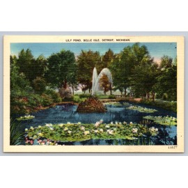 c1940s Lily Pond Belle Isle Detroit Michigan Postcard