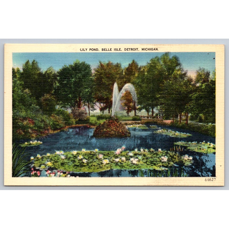 c1940s Lily Pond Belle Isle Detroit Michigan Postcard