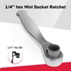 GEINXURN Mini Ratchet Wrench& Bit Holder Set 4 Pcs, 1/4"