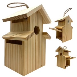2-Pack Bird House - Outdoor- Bluebird, Finch, Wren, Chickadee, Tree Swallow Bird, Wild Birds, Woodpecker House Easy-to-Open Birdhouse Nesting Box (Unfinished DIY)