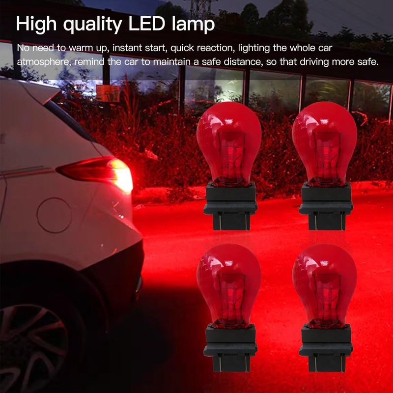 HaeKap 4Pcs 12V 5W 3157 Red Bright Light Bulbs for